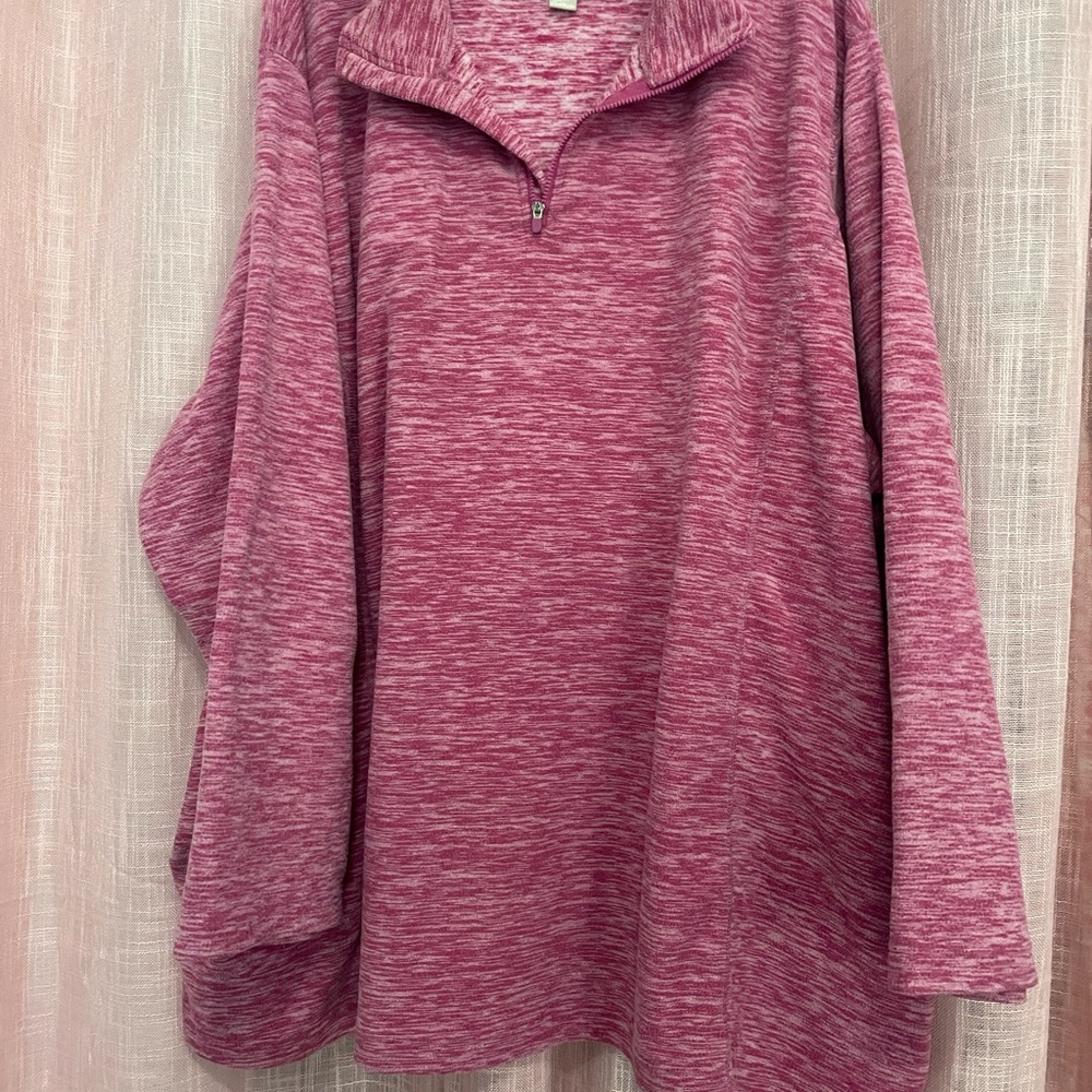 Woman Within Pink Heather Quarter-Zip Pullover Sweatshirt